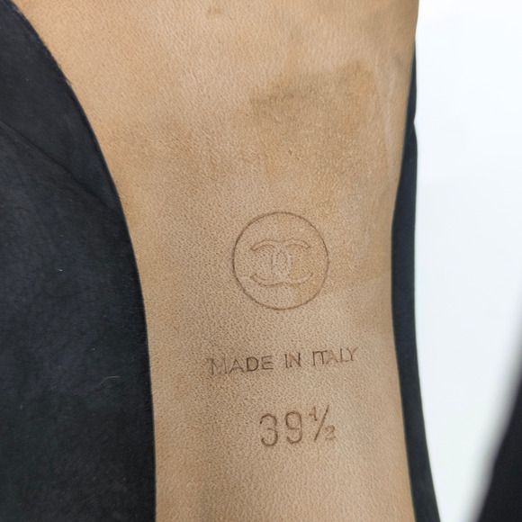 CHANEL Black Calfskin Leather Cap Toe CC Platform Pumps Women's FR 39.5 US 8.5 - Picture 9 of 11